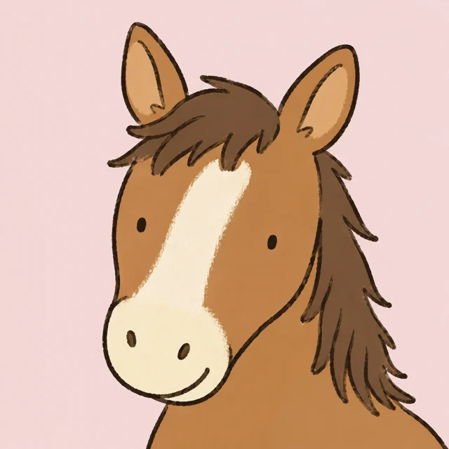Happy pony in a loose doodle style
