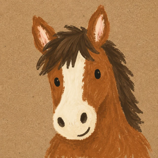 Chestnut horse in warm kraft gouache